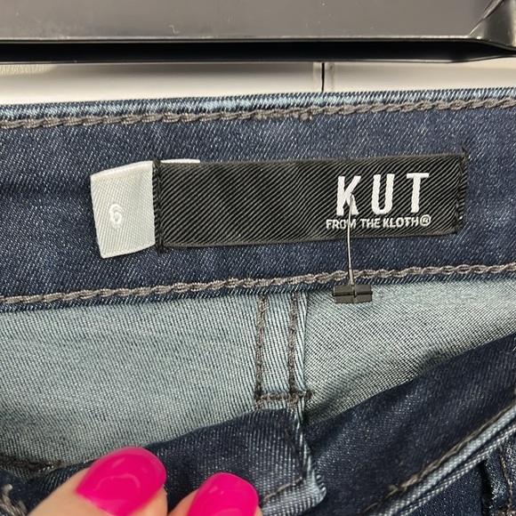 Kut Womens Jeans 6 Dark Wash Mia Toothpick Skinny Zip/Button Fly Raw Hem Trendy - Picture 2 of 14